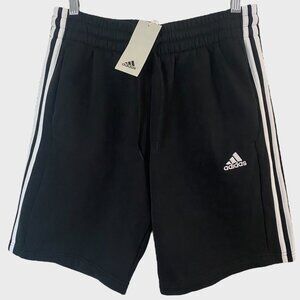Adidas Essentials Fleece 3-Stripe Sweat Shorts Black Men's Medium Activewear New